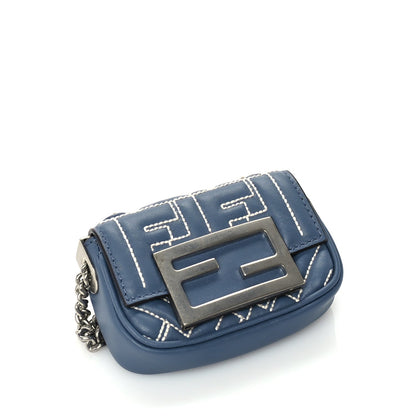 Fendi Nappa Matisse FF Embossed Nano Chain Baguette Blue 3 of 8
