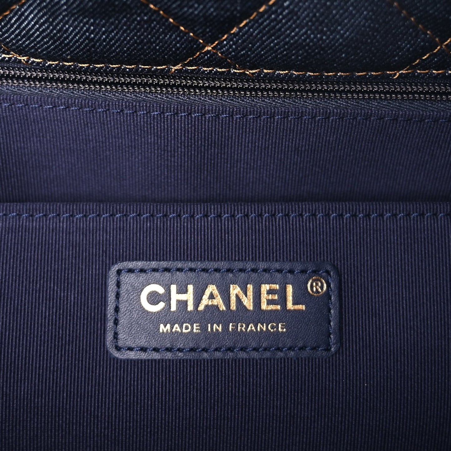 Denim Quilted XXL Travel Flap Bag  Dark Blue Orange