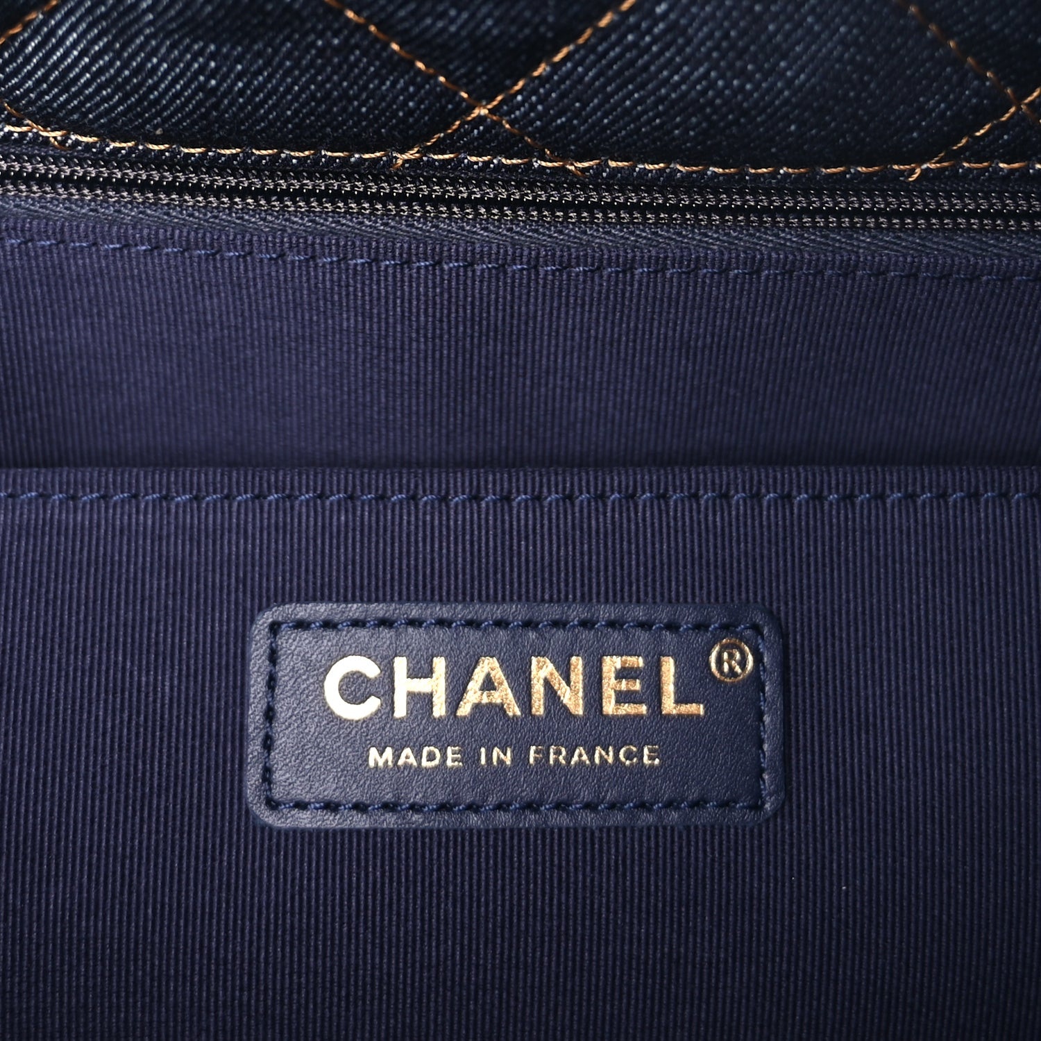 Chanel Denim Quilted XXL Travel Flap Bag  Dark Blue Orange 5 of 8
