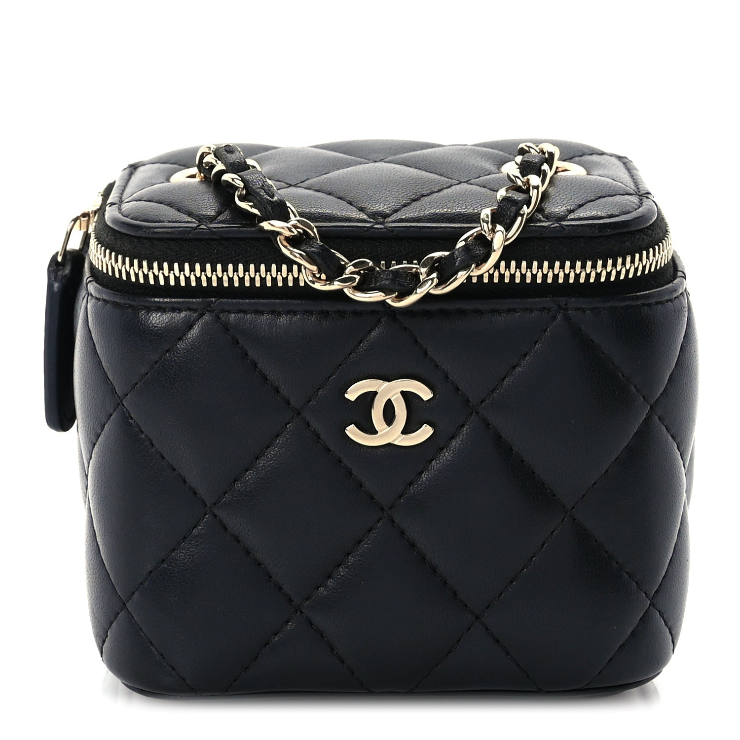 Chanel Lambskin Quilted Mini Vanity Case With Chain  Black 1 of 10