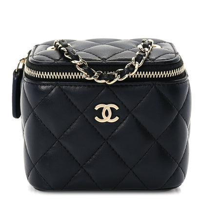Chanel Lambskin Quilted Mini Vanity Case With Chain  Black 1 of 10