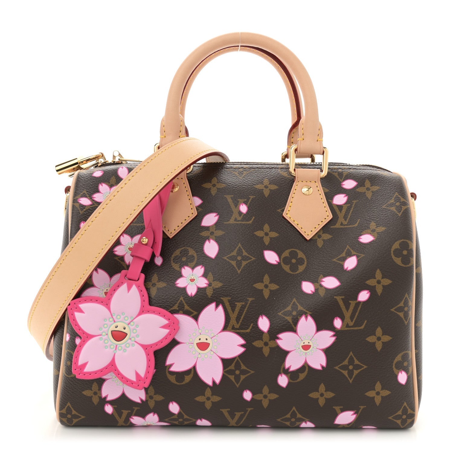 Louis Vuitton LV X TM Monogram Cherry Blossom Speedy Bandouliere 25 Sakura Brown 1 of 7