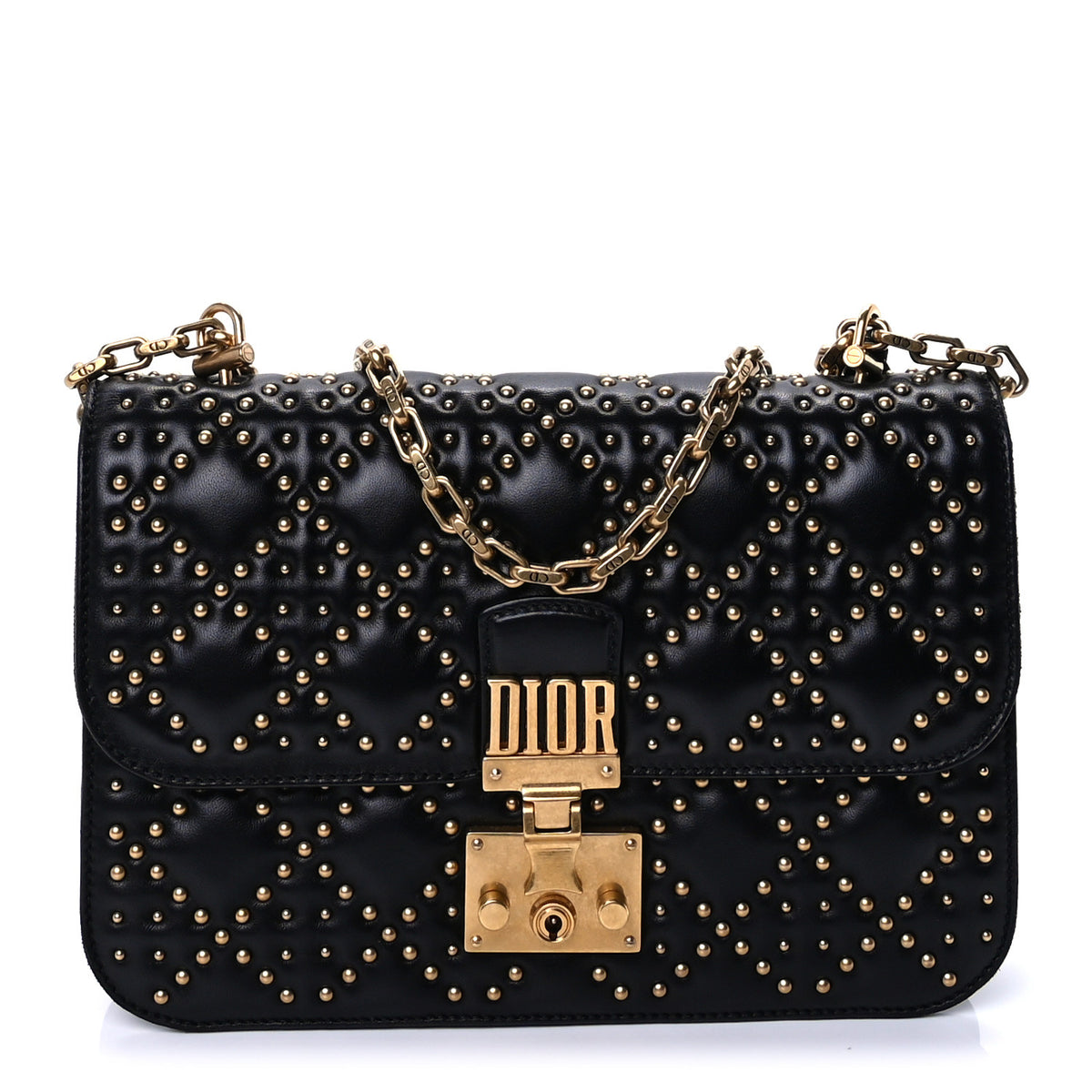 Christian Dior Lambskin Cannage Studded Small Dioraddict Flap Bag Black 1 of 8