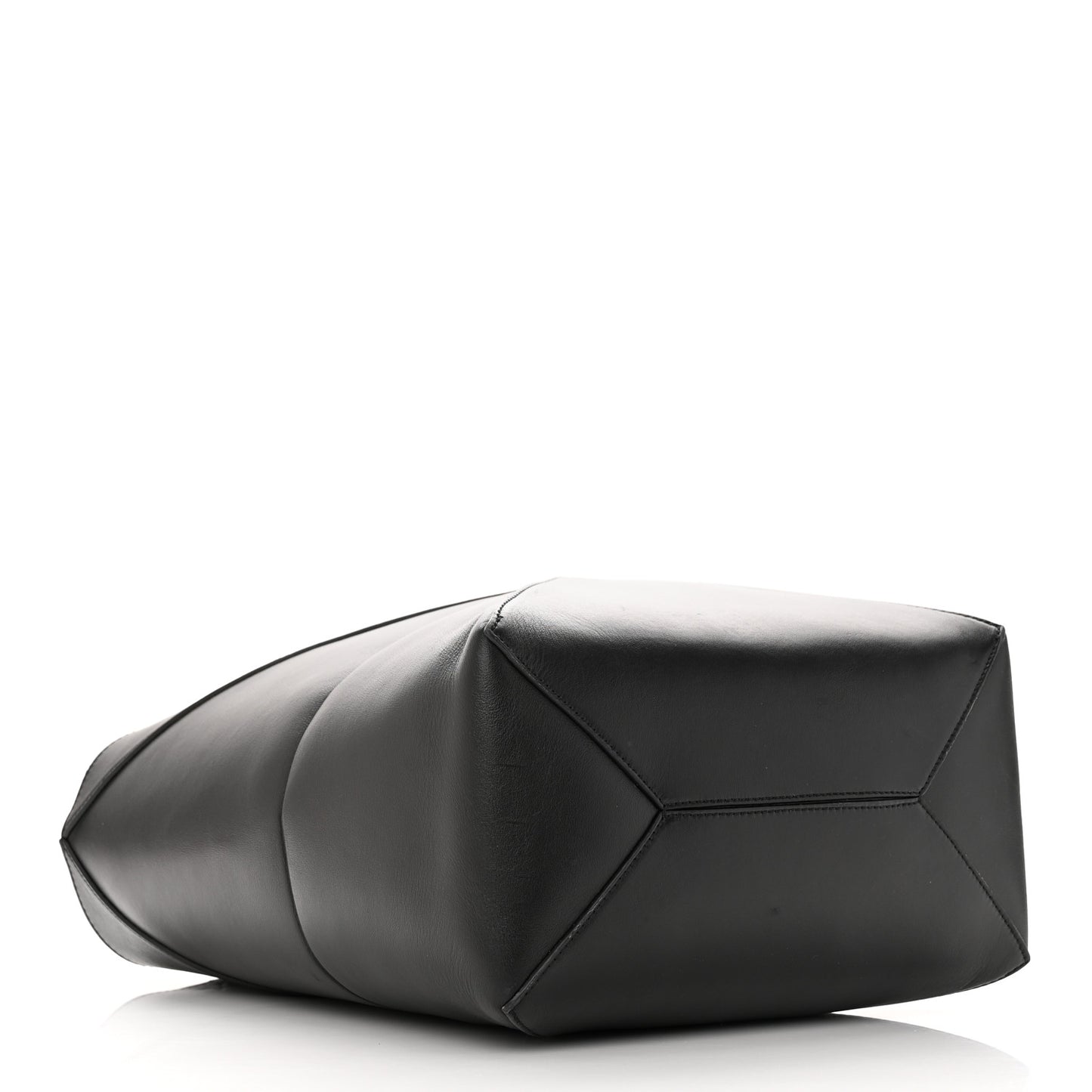 Shiny Calfskin Medium Puzzle Fold Tote Black