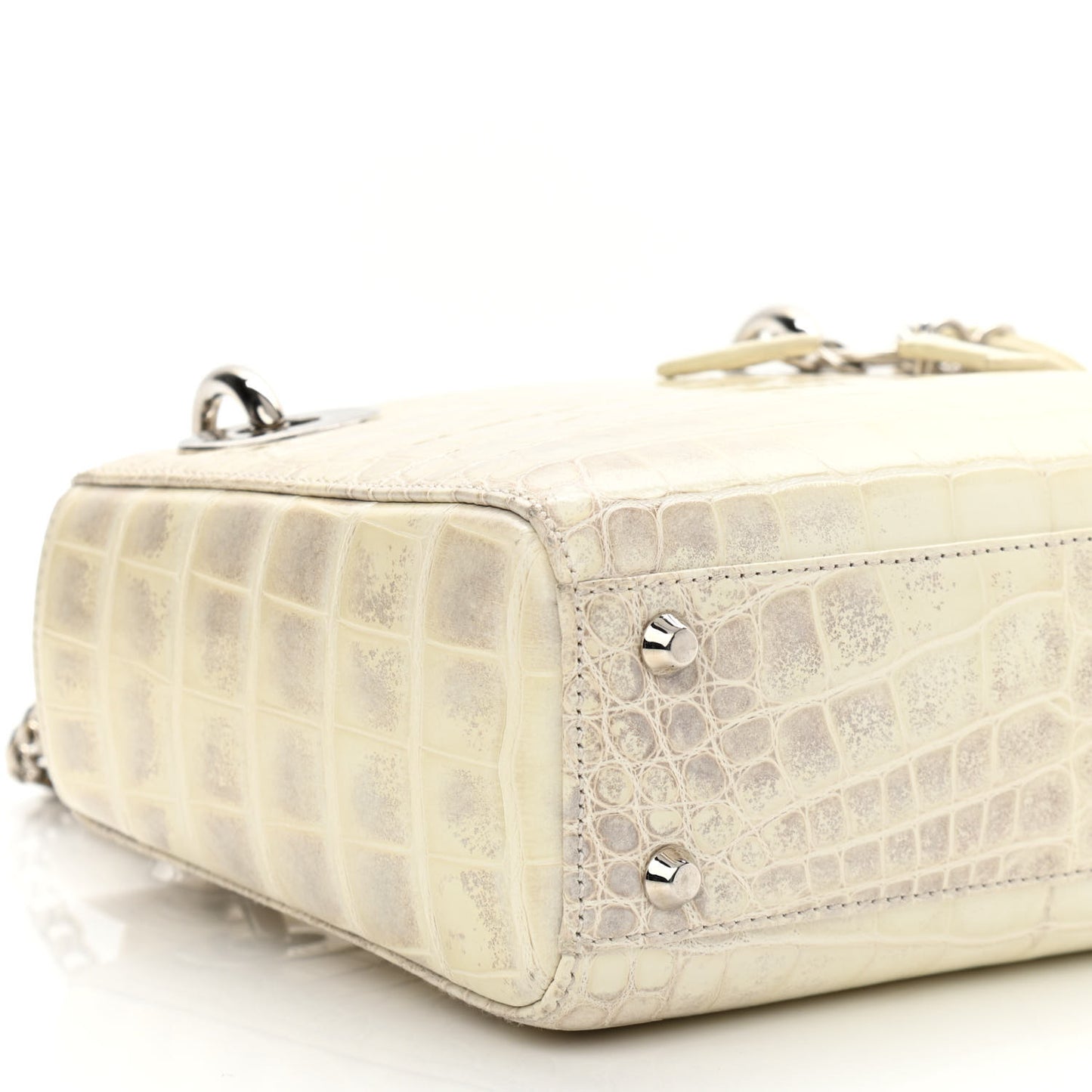 Alligator Mini Lady Dior Off White