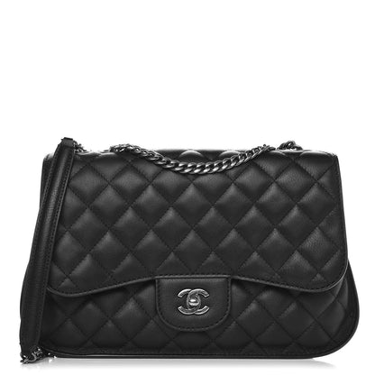 Chanel Lambskin Quilted Large Natural CC Flap Black 1 of 17