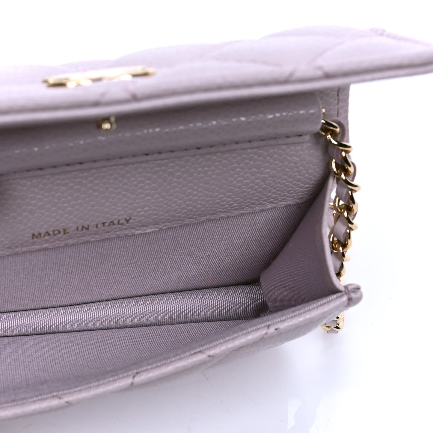 Caviar Quilted Miss Coco Clutch With Chain Light Purple