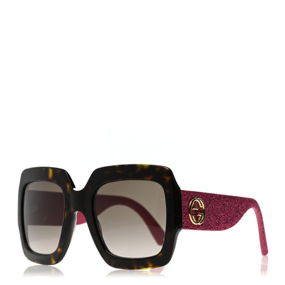 Gucci Square Frame GG0102S Sunglasses Glitter Pink Multi 1 of 7