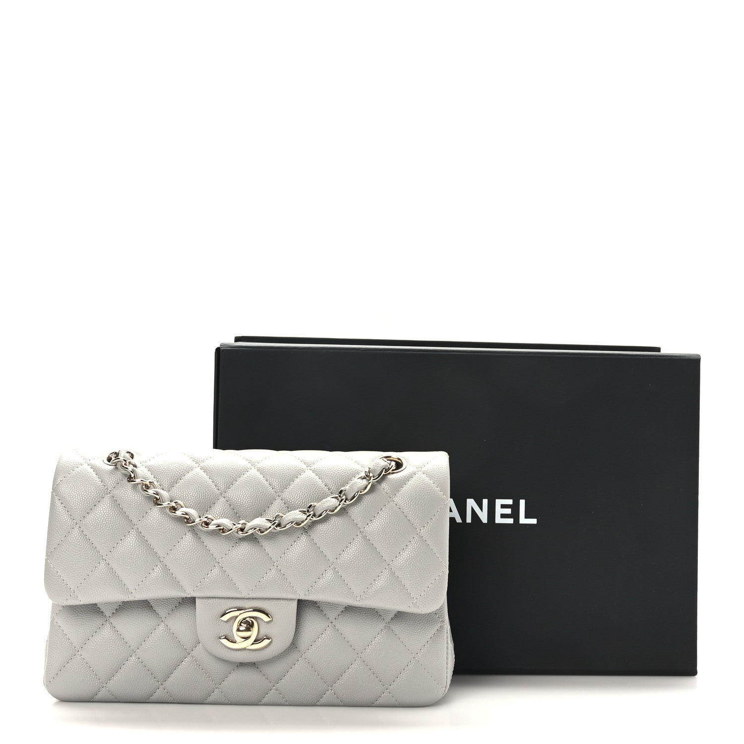 Chanel Caviar Quilted Small Double Flap Grey 10 of 10