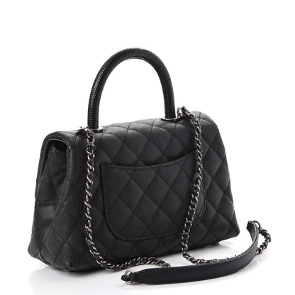 Chanel Caviar Lizard Quilted Mini Coco Handle Flap Black 2 of 7