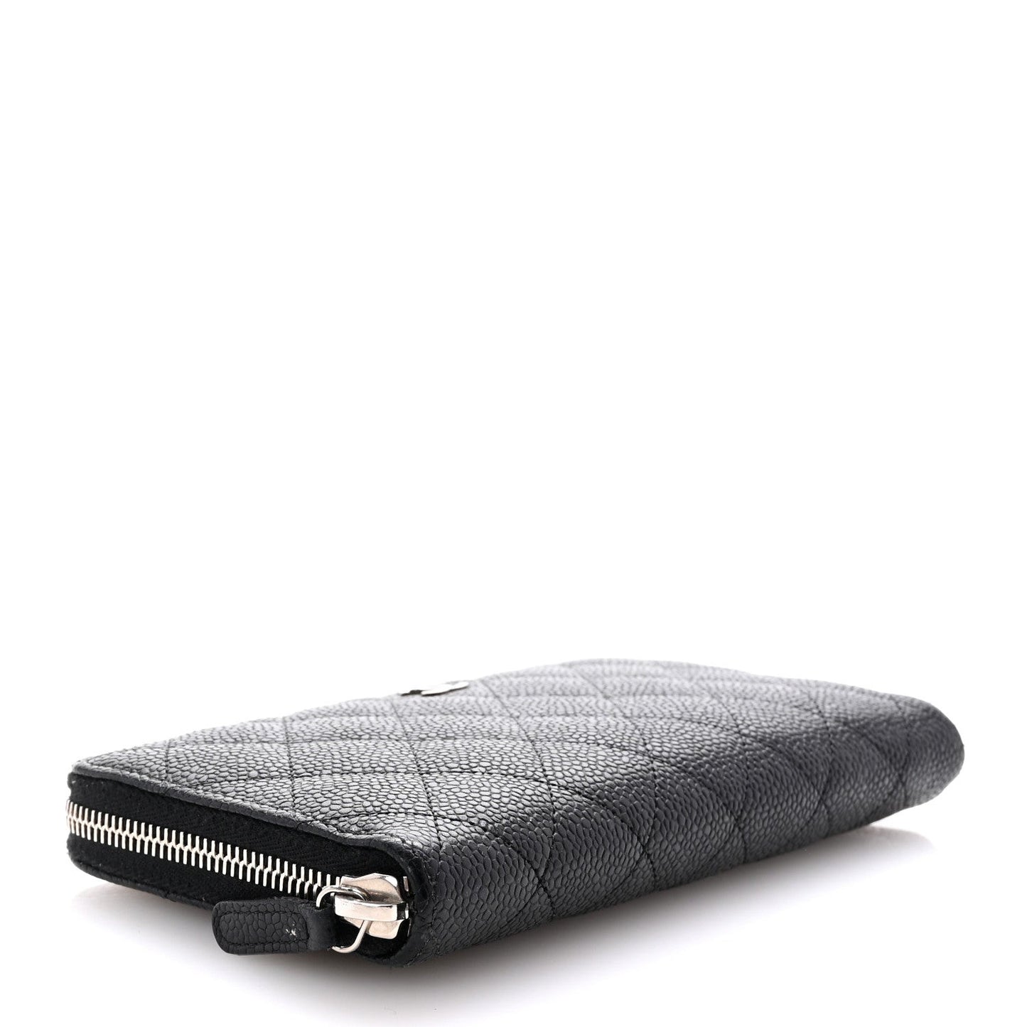 Caviar Quilted Large Gusset Zip Around Wallet Black