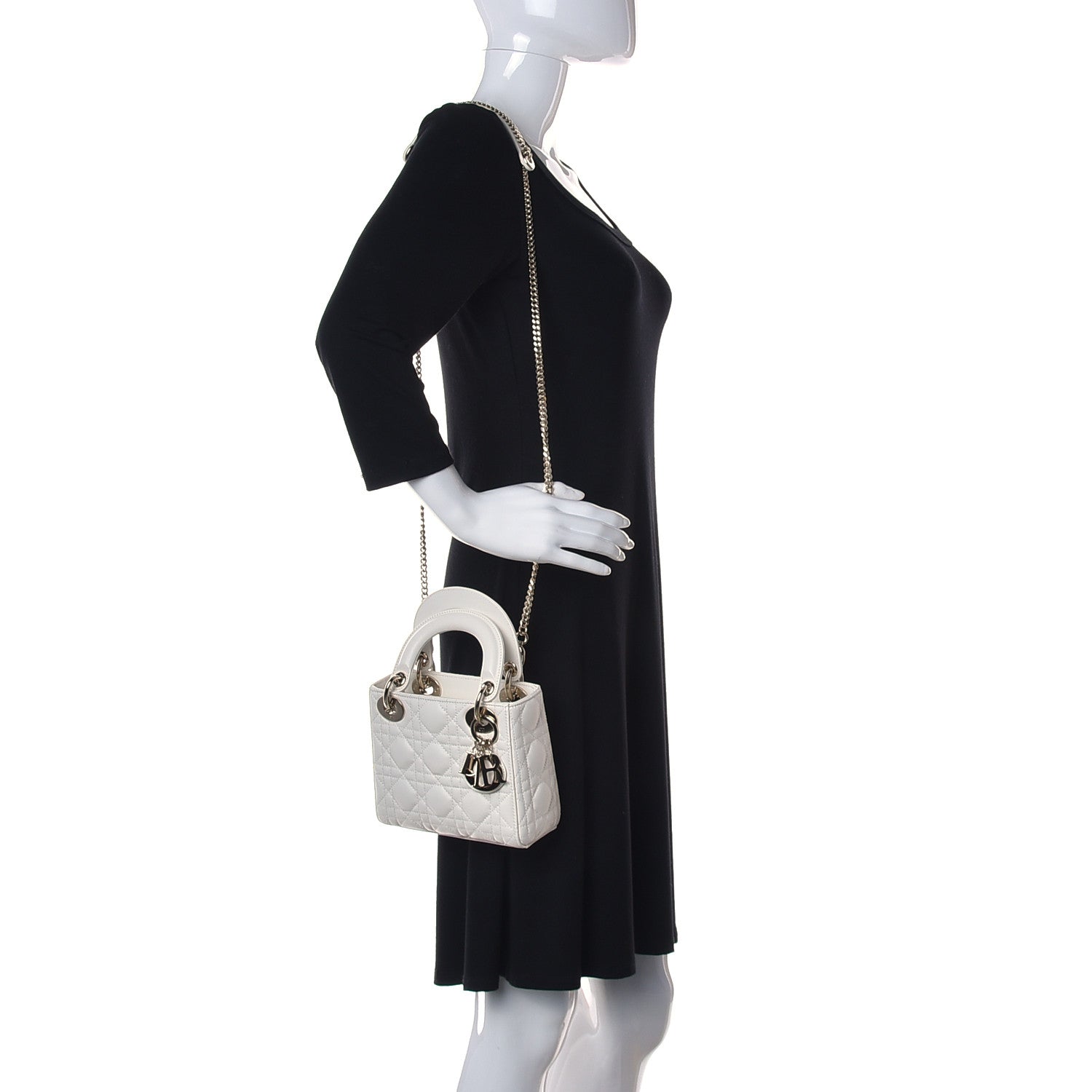 Christian Dior Lambskin Cannage Mini Lady Dior White 2 of 14