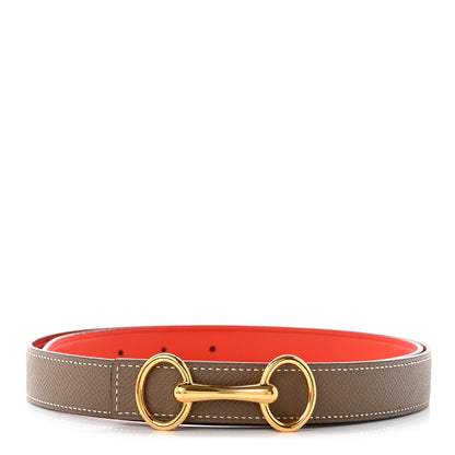 Hermes Epsom Swift 24mm Heritage Belt 85 Etoupe Rouge Coeur 1 of 5