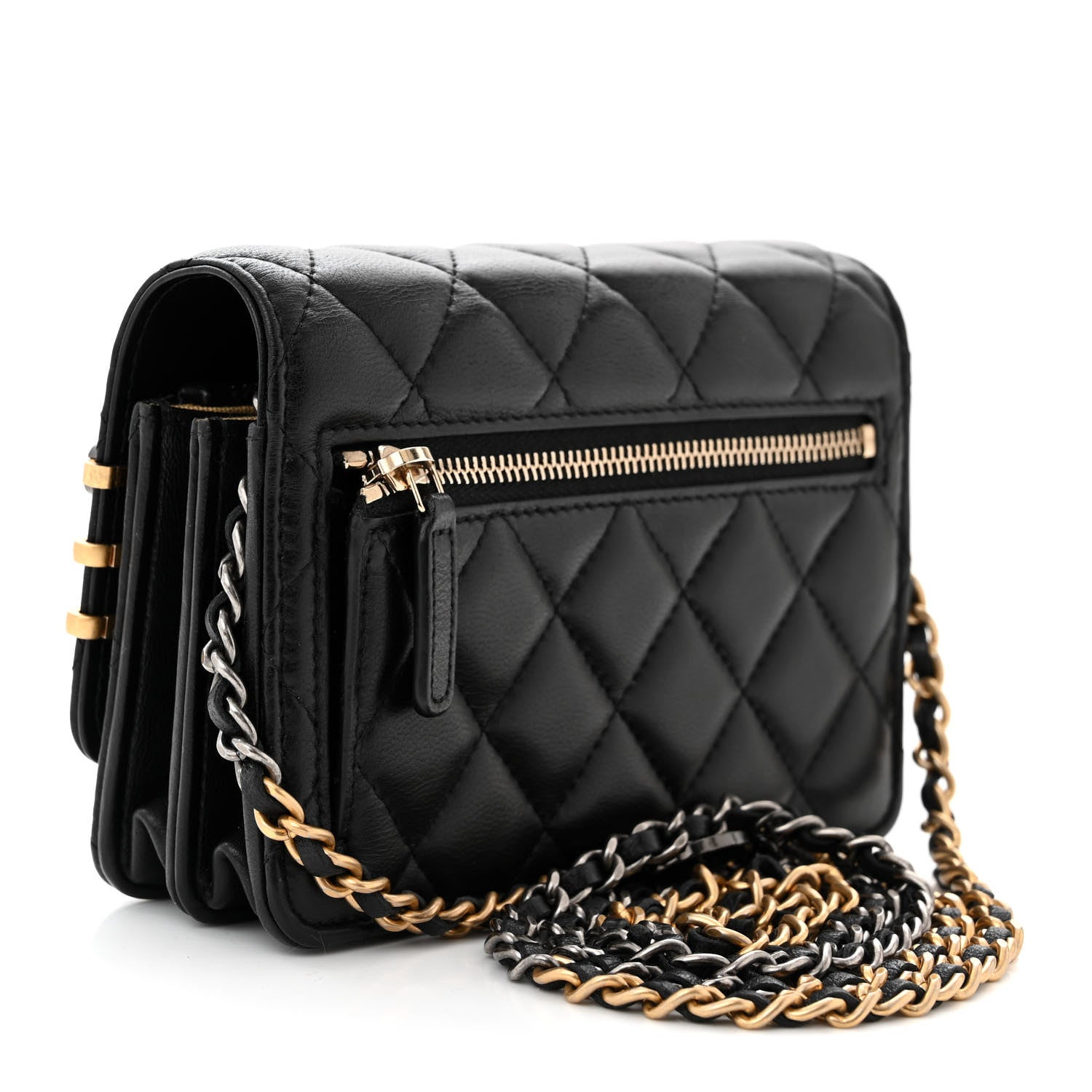 Chanel Lambskin Quilted Coco Clips Mini Wallet On Chain WOC Black 3 of 11