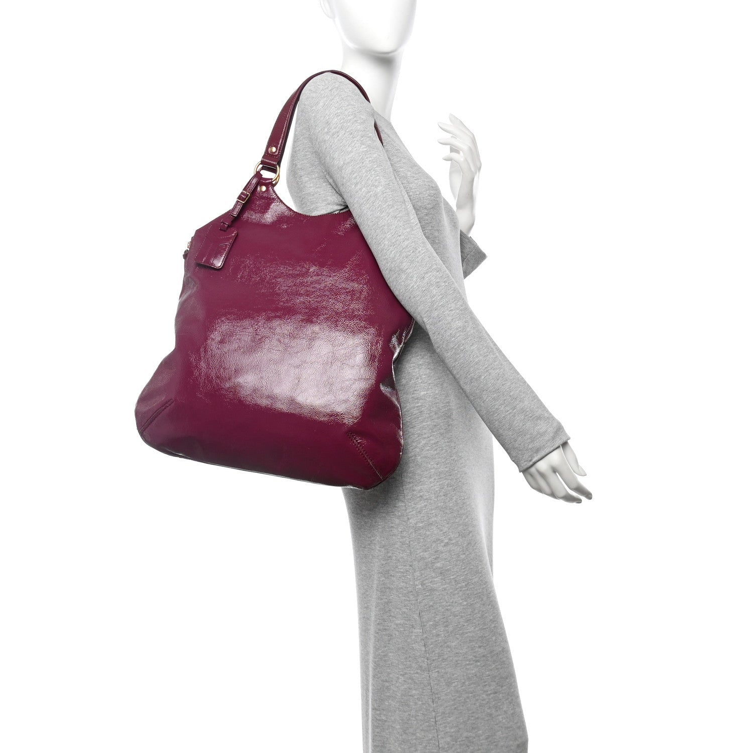Saint Laurent Patent Tribute Tote Red 2 of 7