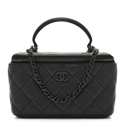 Chanel Lambskin Quilted Small Top Handle Vanity Case With Chain So Black 1 of 10