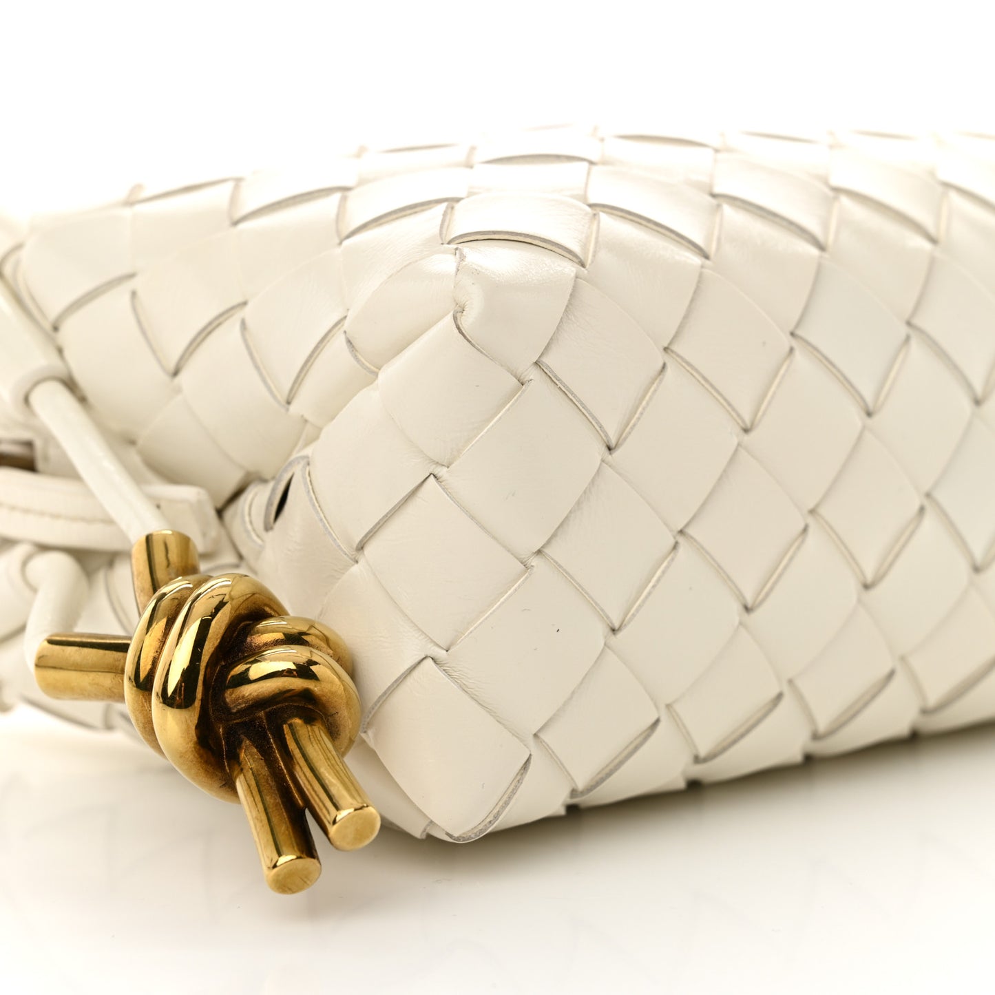 Nappa Intrecciato Metallic Knot Mini Loop Camera Bag Bone