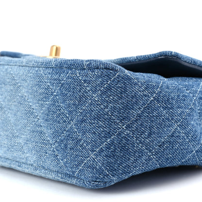Chanel Washed Denim Quilted Mini Rectangular Flap Blue 8 of 9