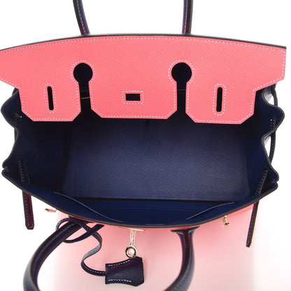 Hermes Epsom Horseshoe Birkin 30 Rose Azalee Bleu Saphir 5 of 32