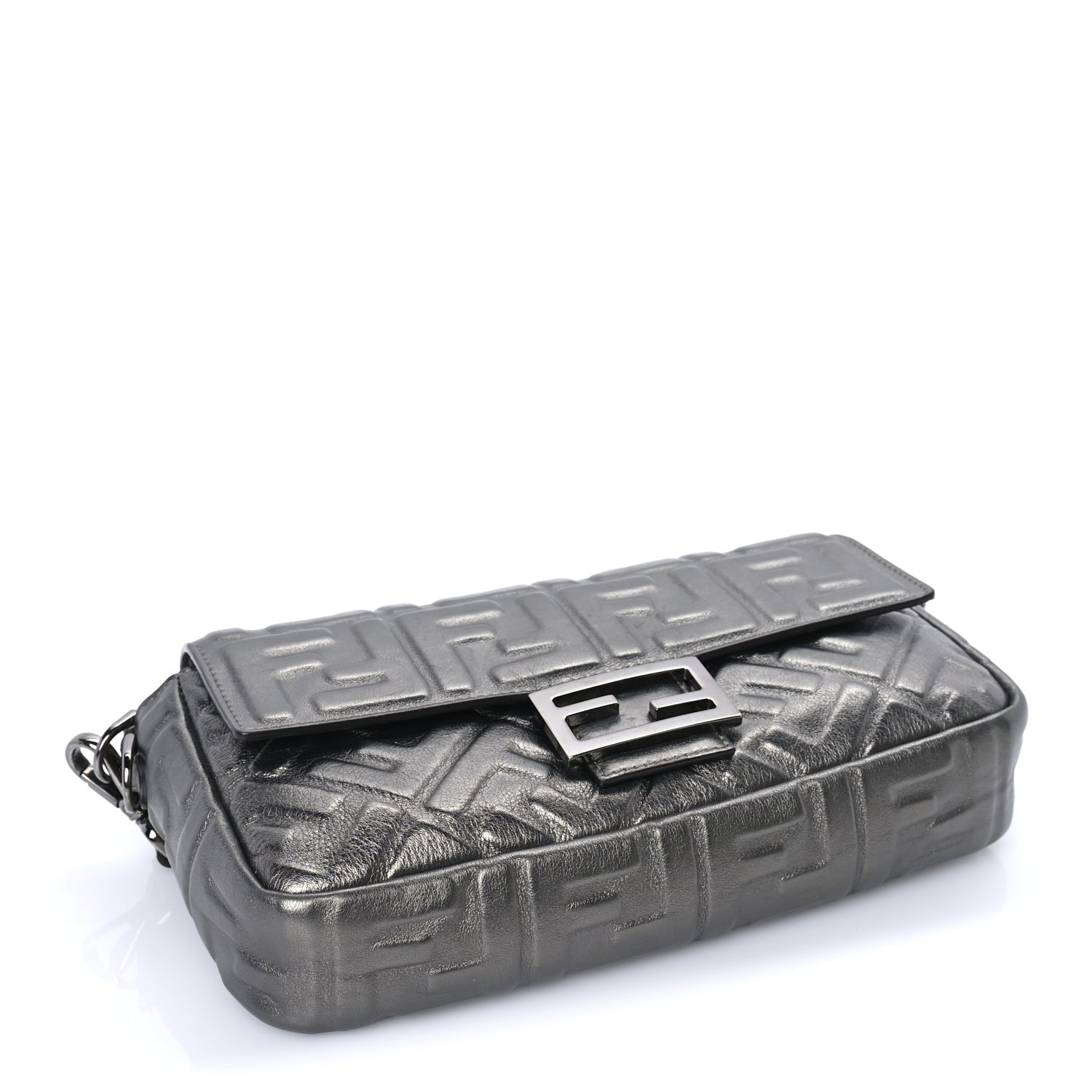 Fendi FENDI Nappa FF 1974 Embossed Baguette Black Black 3 of 7