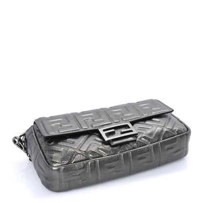 Fendi FENDI Nappa FF 1974 Embossed Baguette Black Black 3 of 7