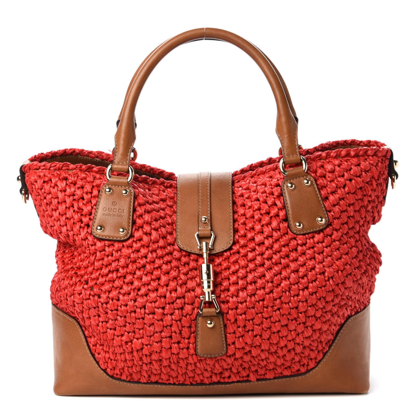 Raffia Large Santa Monica Tote Red