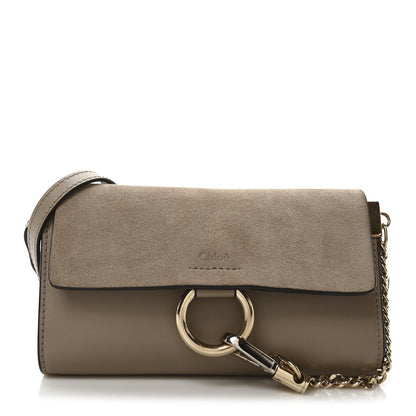 Chloe Suede Calfskin Mini Faye Shoulder Bag Motty Grey 1 of 7