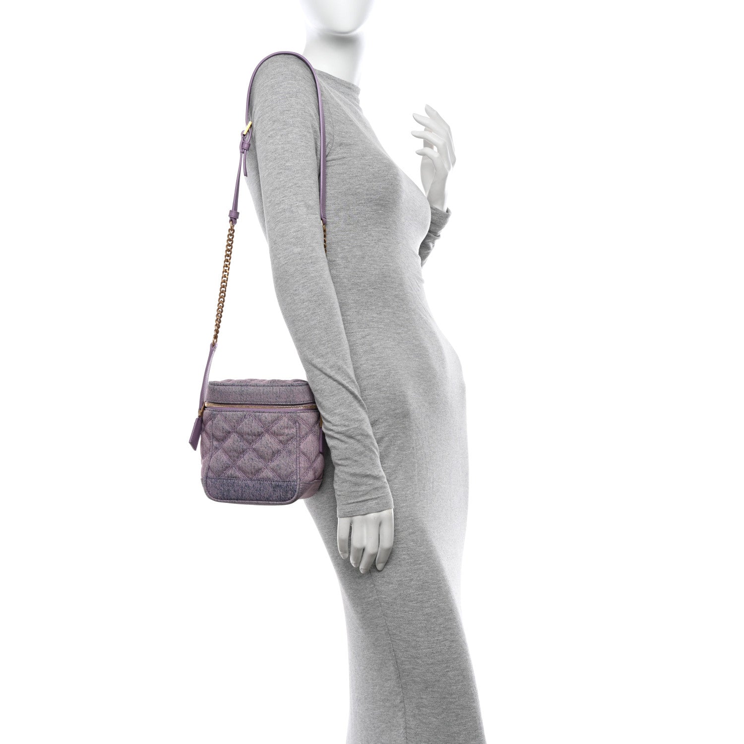 Saint Laurent Denim Quilted 80's Vanity Bag Bleached Lilac 2 of 10