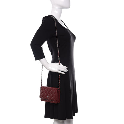 Chanel Caviar Quilted Wallet On Chain WOC Dark Red 2 of 12