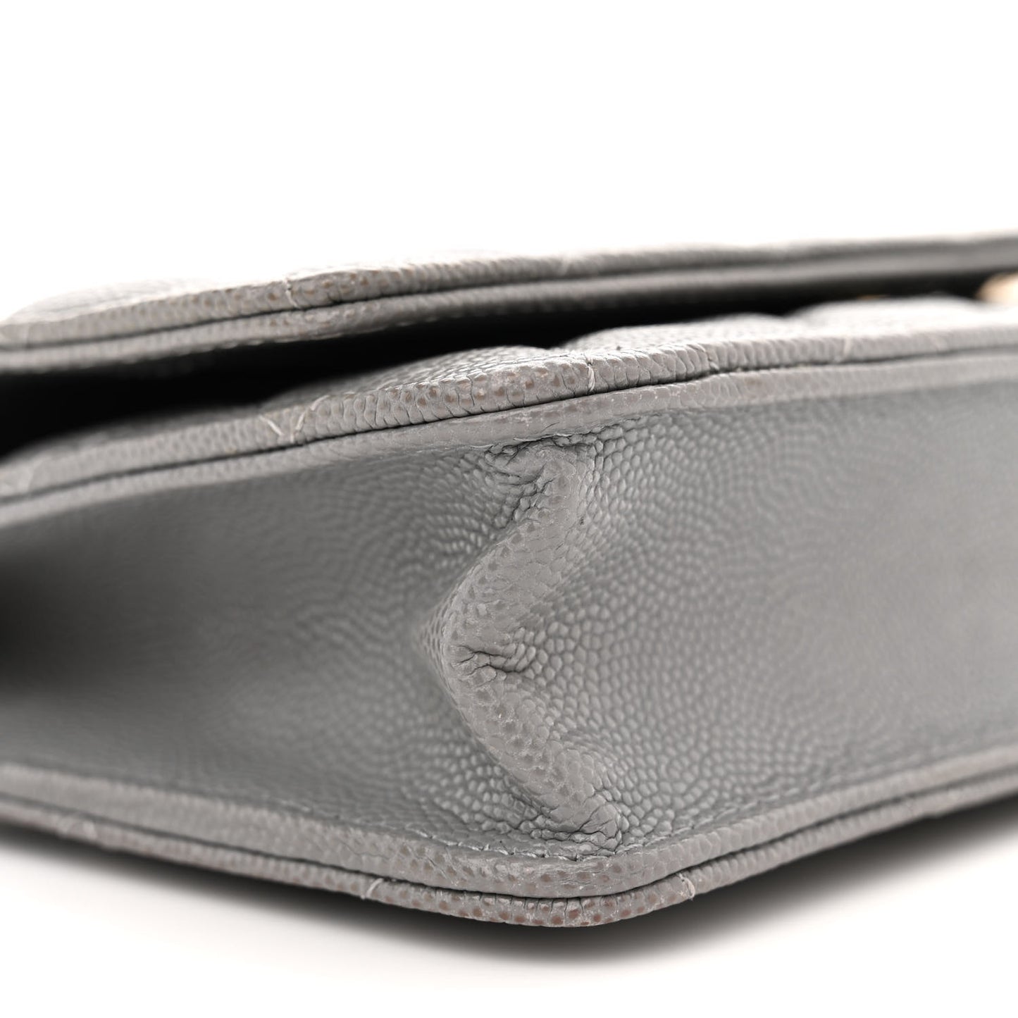 Caviar Quilted Wallet on Chain WOC Grey