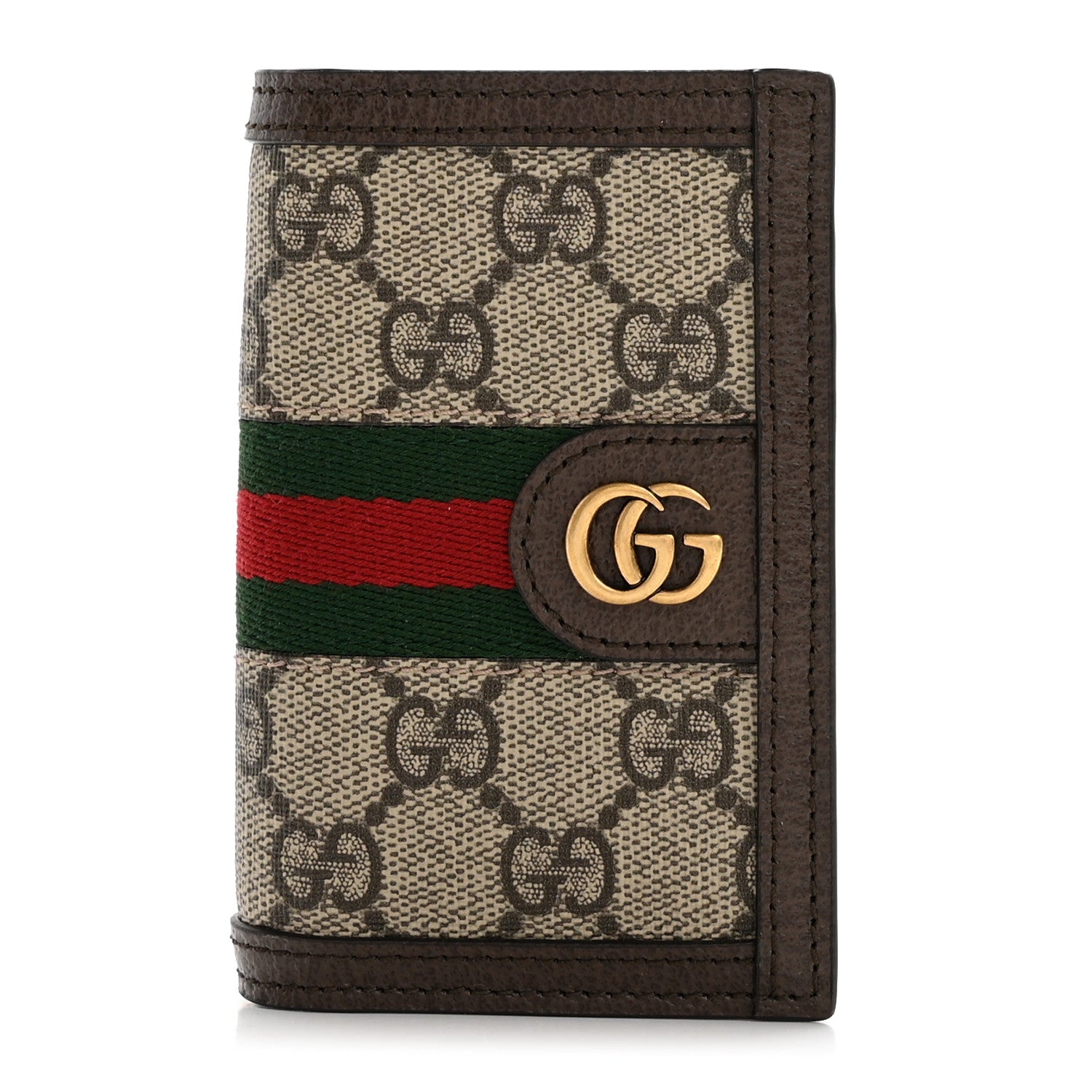 Gucci GG Supreme Monogram Web Ophidia Card Case Beige New Acero 1 of 8