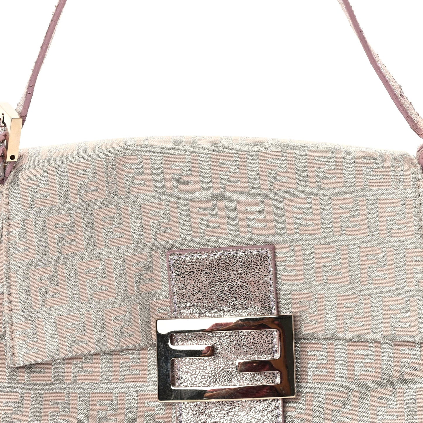 Metallic Jacquard Zucchino Suede Mini Mama Baguette  Cipria Argento Grigio
