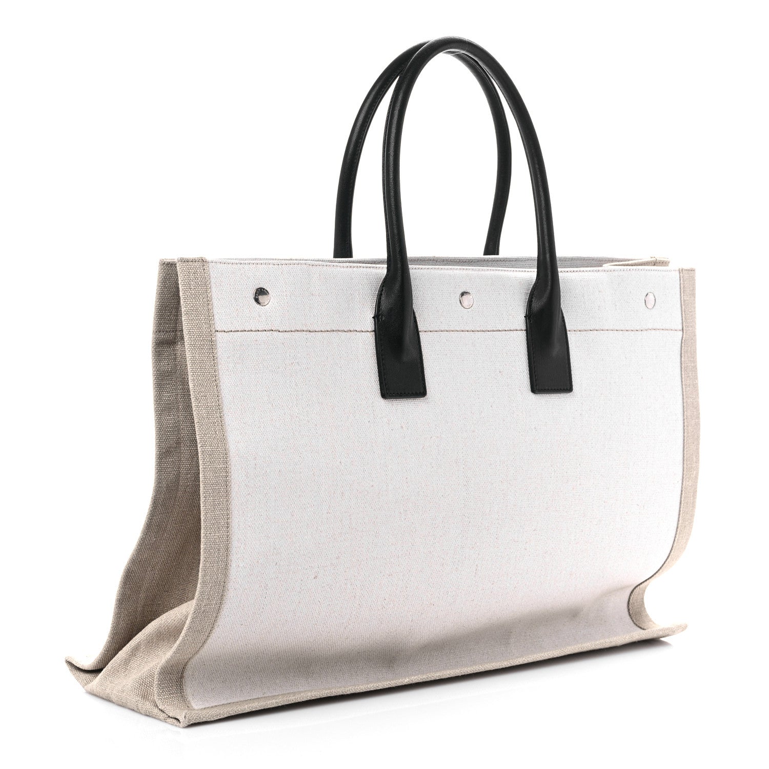 Saint Laurent Linen Calfskin Rive Gauche Tote Optic White 2 of 6