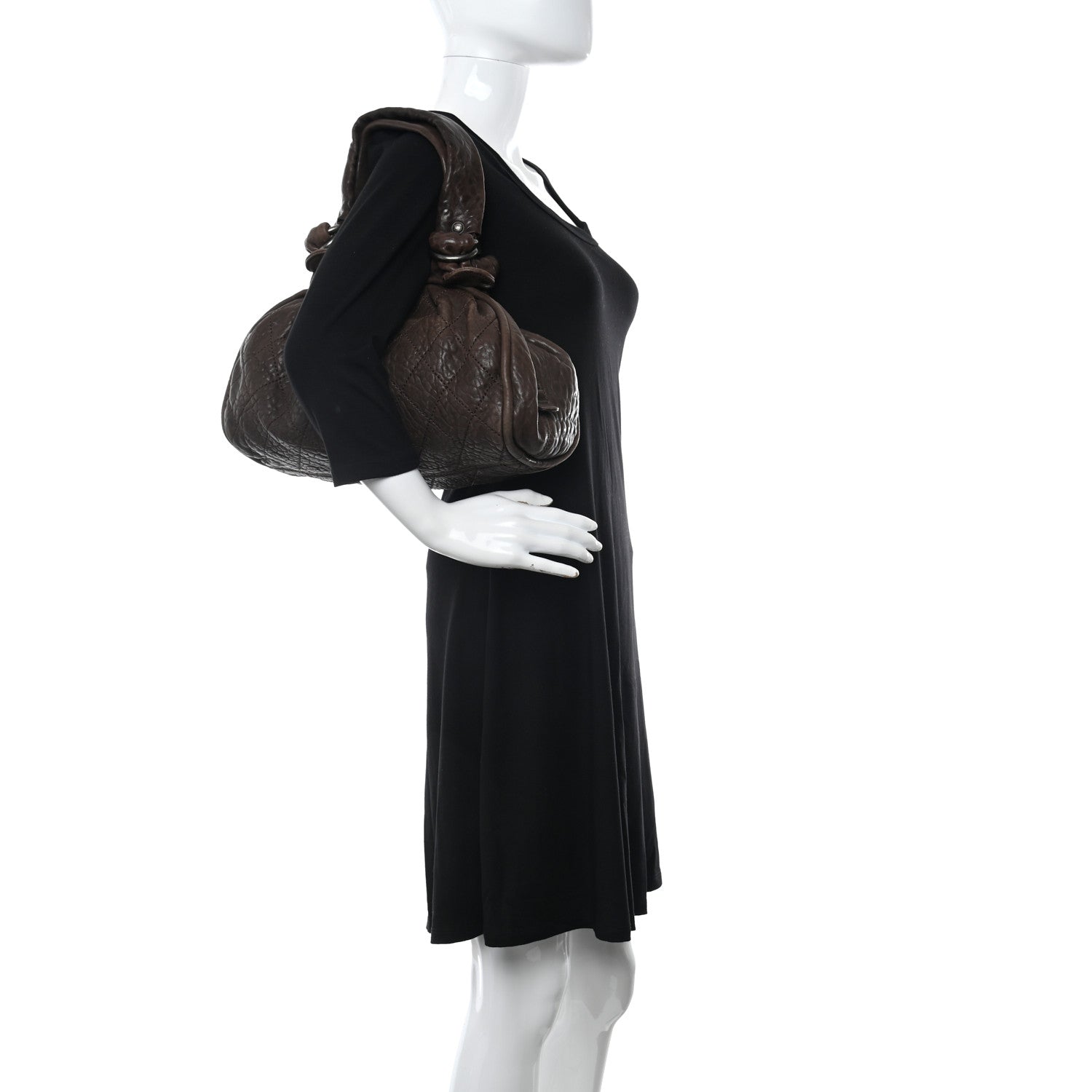 Chanel Distressed Lambskin Le Marais Bowler Brown 2 of 10