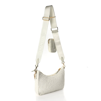 Prada Yarn Raffia Effect Crochet Re-Edition 2005 Shoulder Bag White 2 of 8