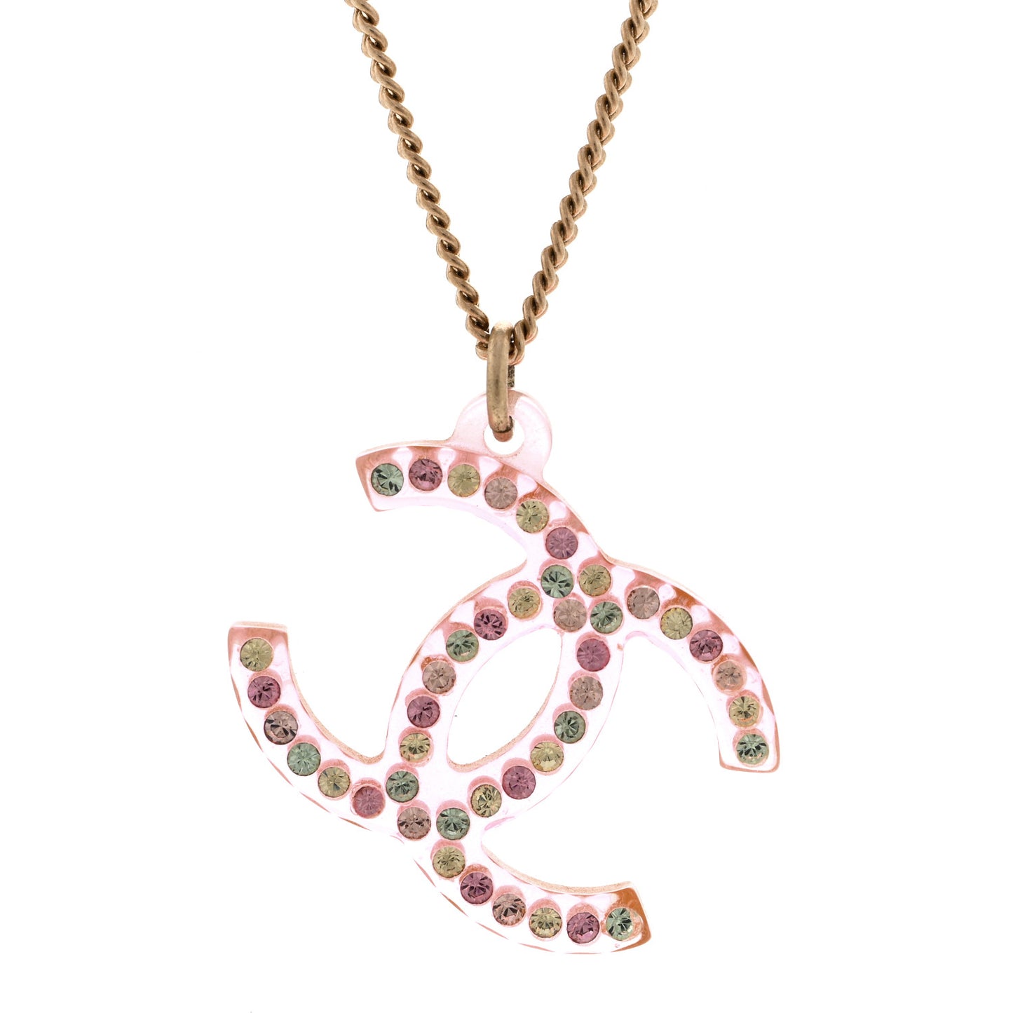 Translucent Resin Crystal CC Necklace Pink Multicolor