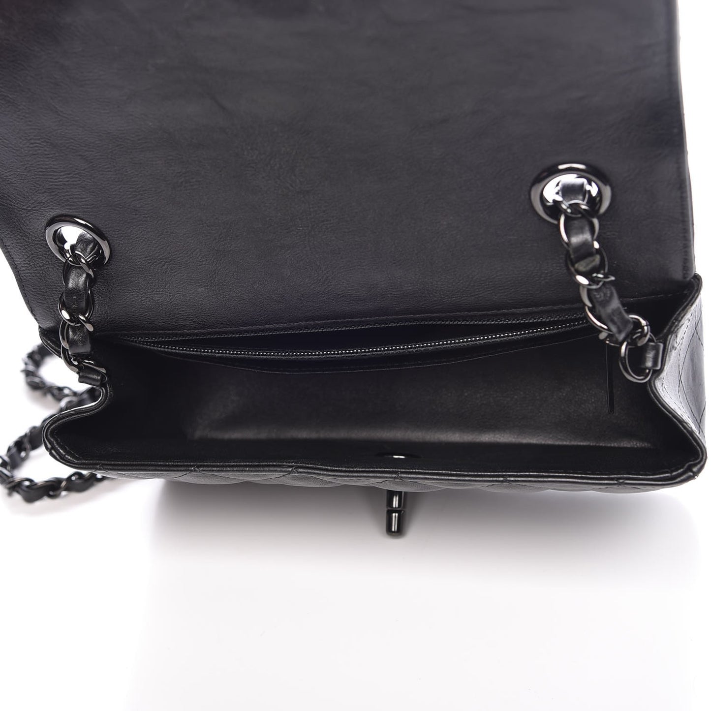 Crumpled Calfskin Quilted Mini Rectangular Flap So Black