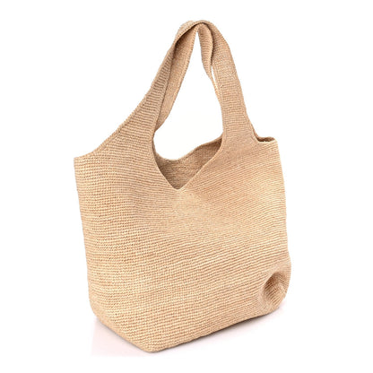 Celine Raffia Calfskin Classic Panier Shopper Cabas Natural Tan 2 of 7