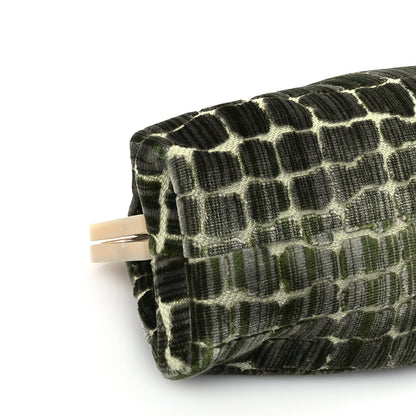 Gucci Velvet Crocodile Mother of Pearl Jacquard Crystal Bow Clutch Green 8 of 9