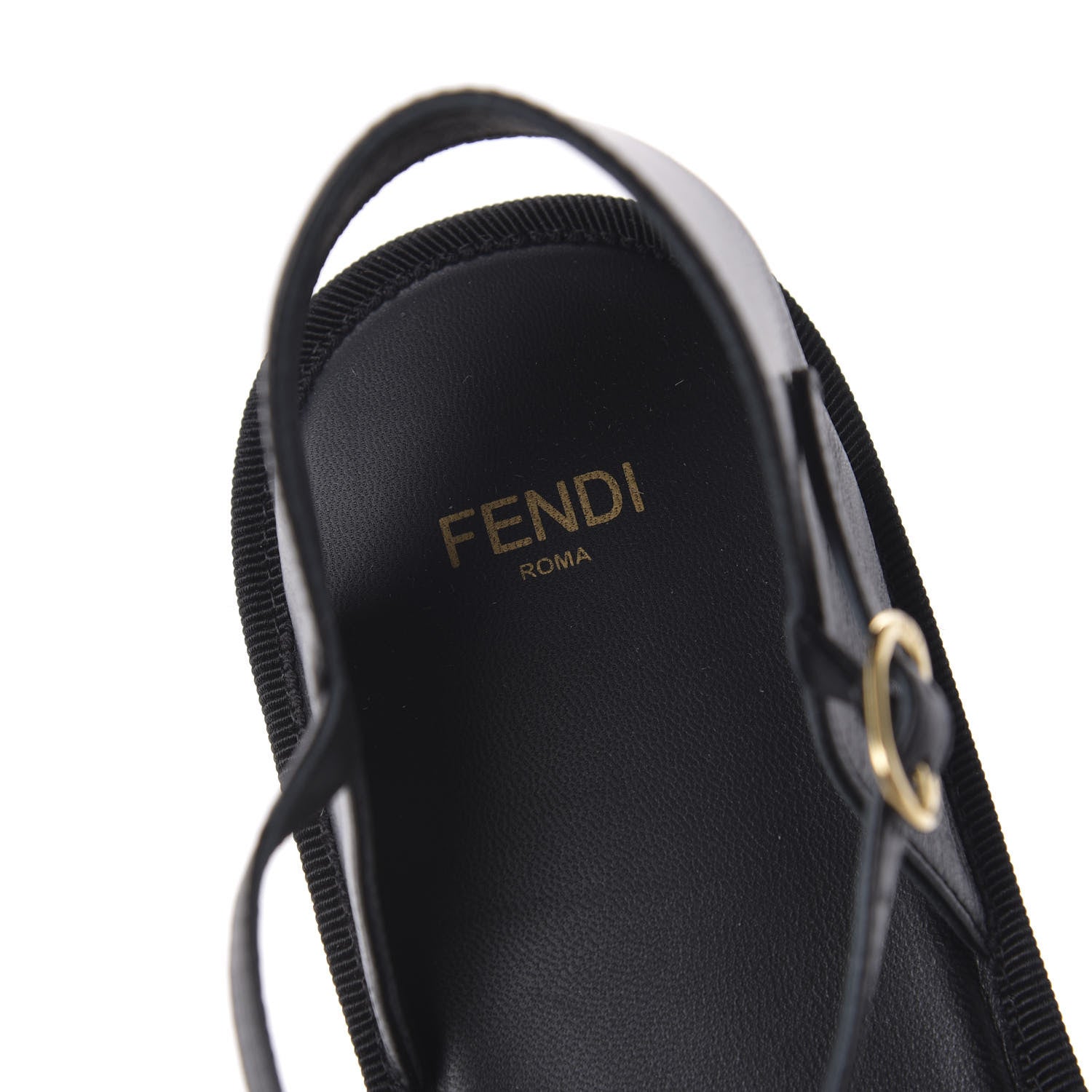 Fendi Nappa FF Embossed Espadrille Platform Sandals 38.5 Black 7 of 8
