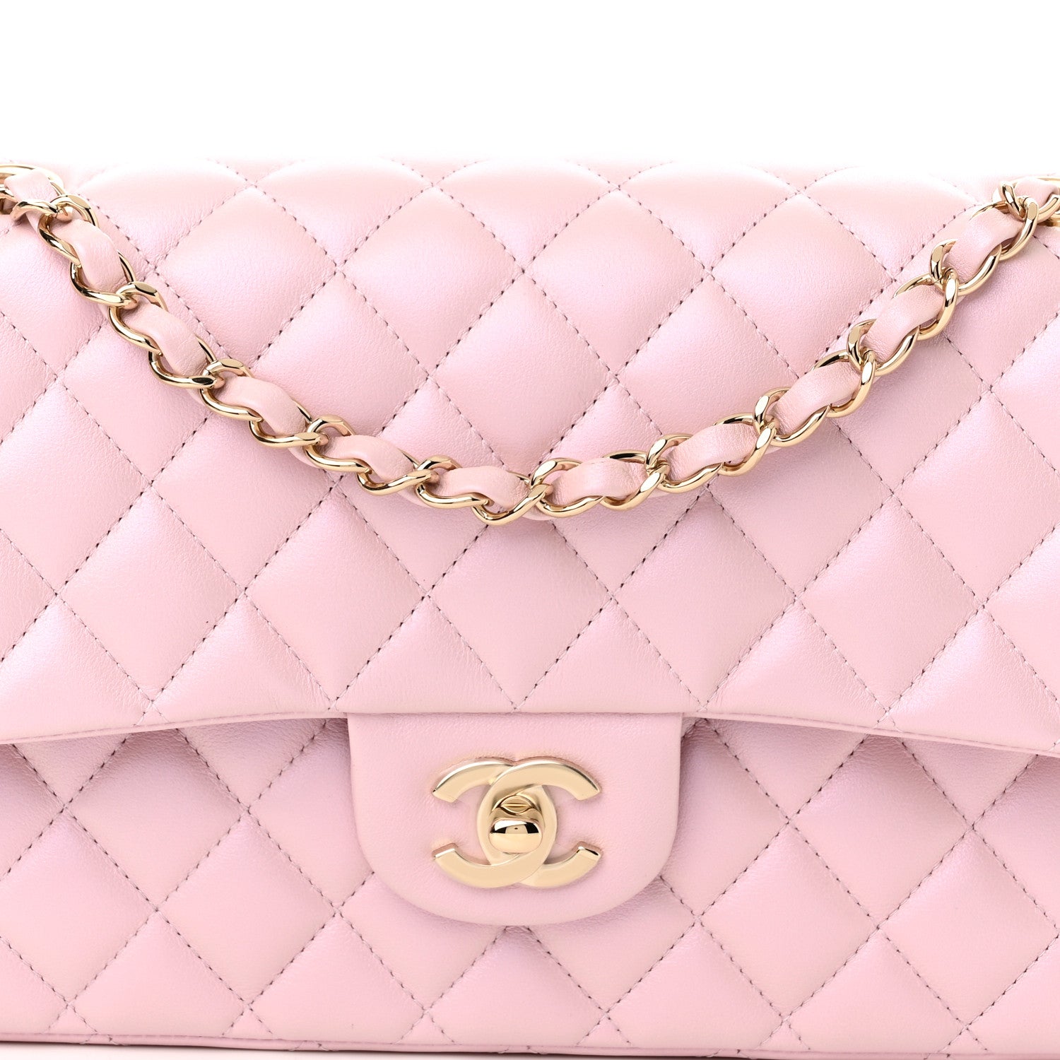 Chanel Iridescent Calfskin Quilted Medium Double Flap Light Pink 7 of 10