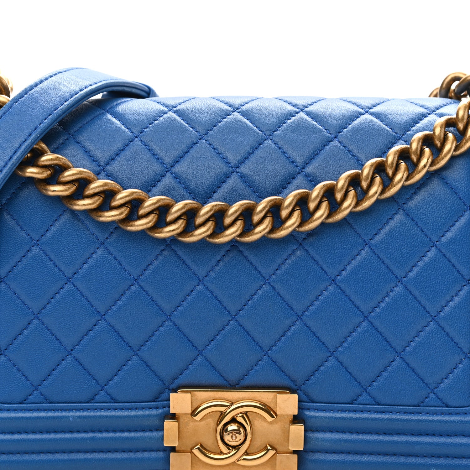 Chanel Lambskin Quilted Medium Boy Flap Blue 8 of 10