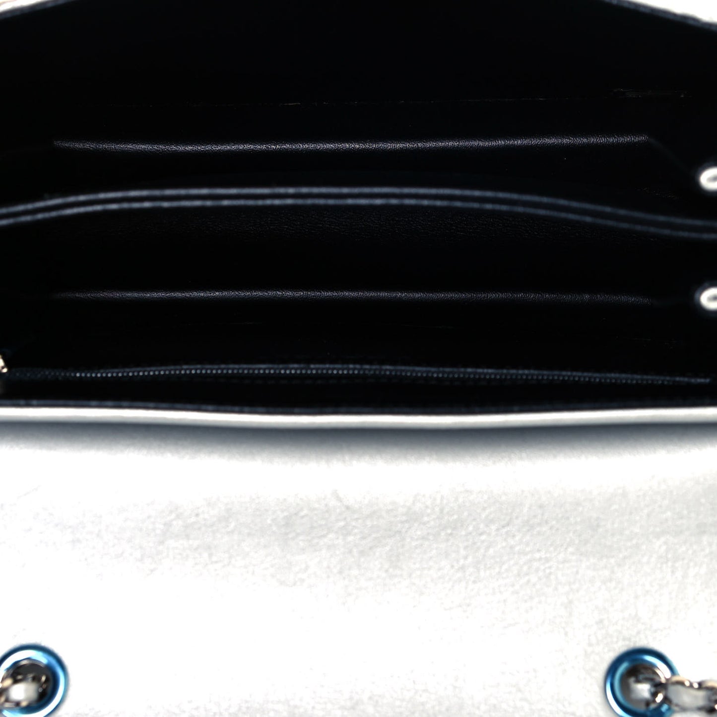 Metallic Sheepskin Quilted Beauty Lock Flap Silver