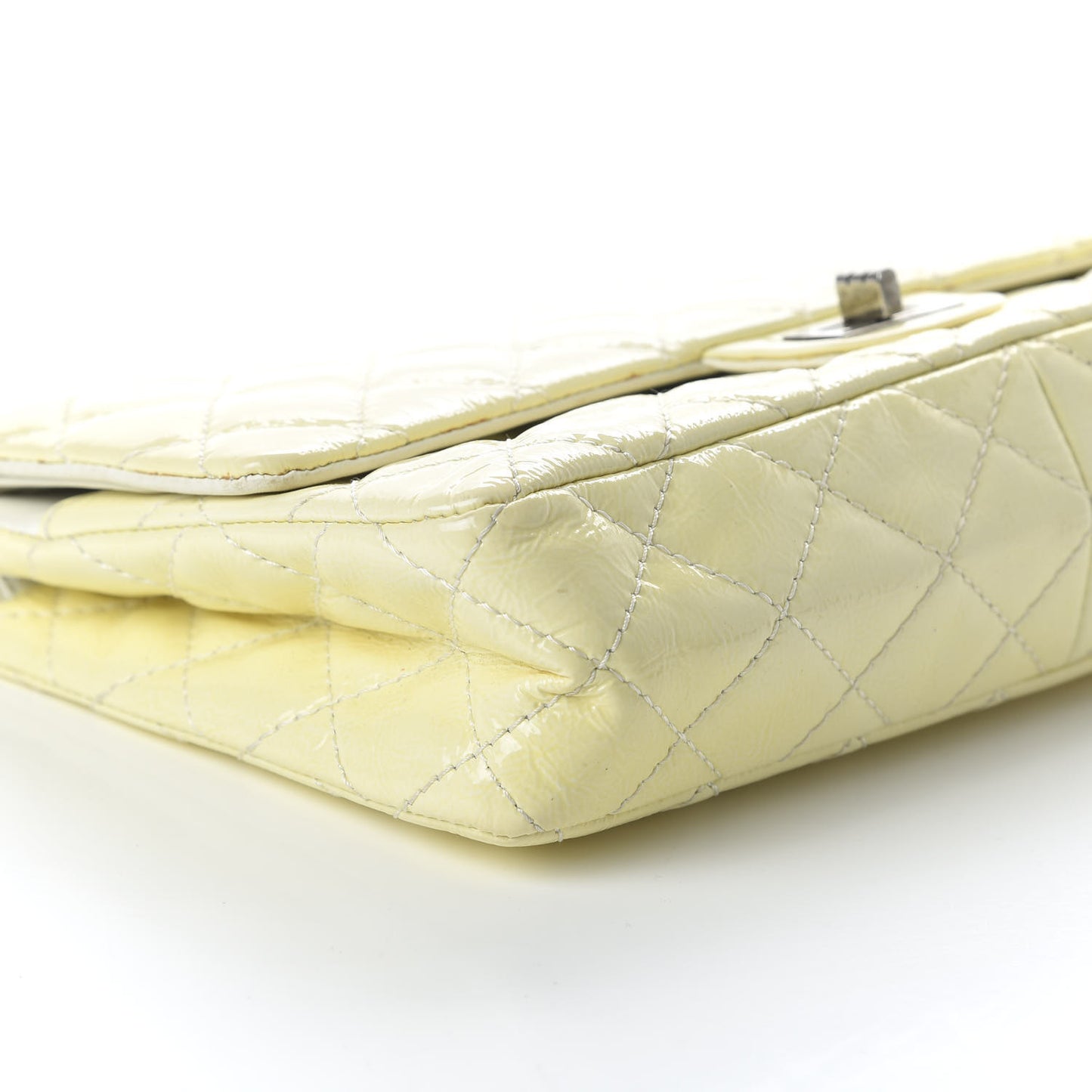 Distressed Patent Quilted 2.55 Reissue Flap 227 White