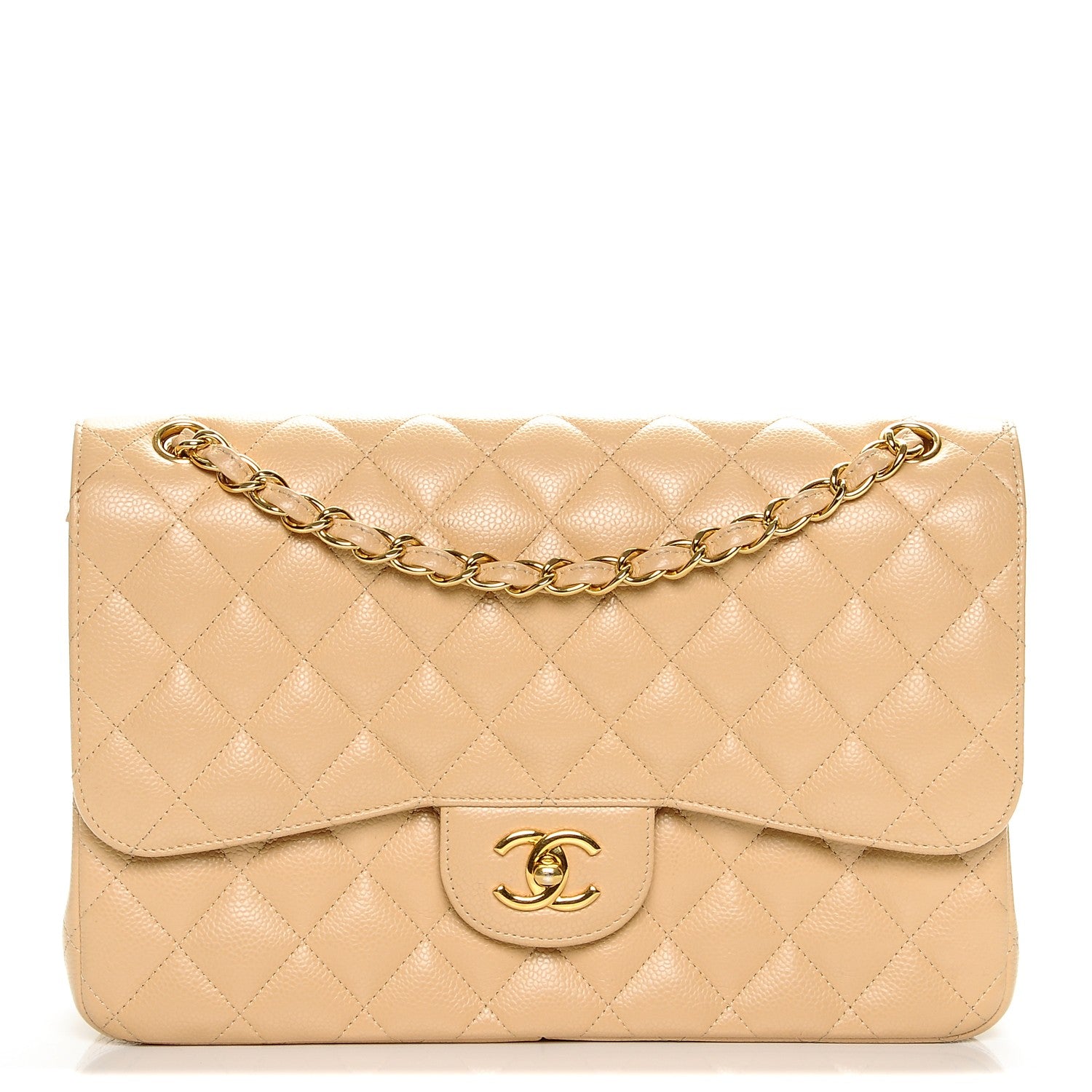 Chanel Caviar Quilted Jumbo Double Flap Beige Clair 1 of 7