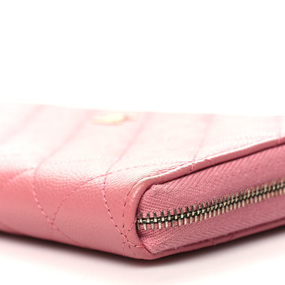 Chanel Caviar Quilted Zip Around Wallet Pink 11 of 13