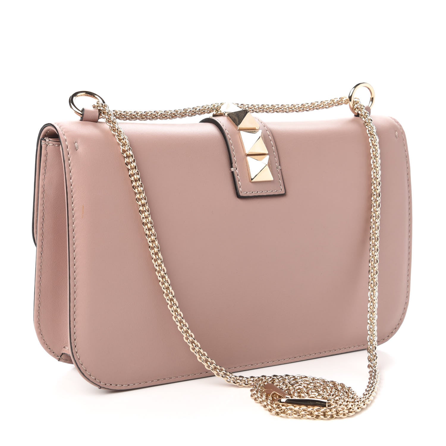 Valentino Garavani Vitello Medium Glam Lock Rockstud Flap Poudre 4 of 10