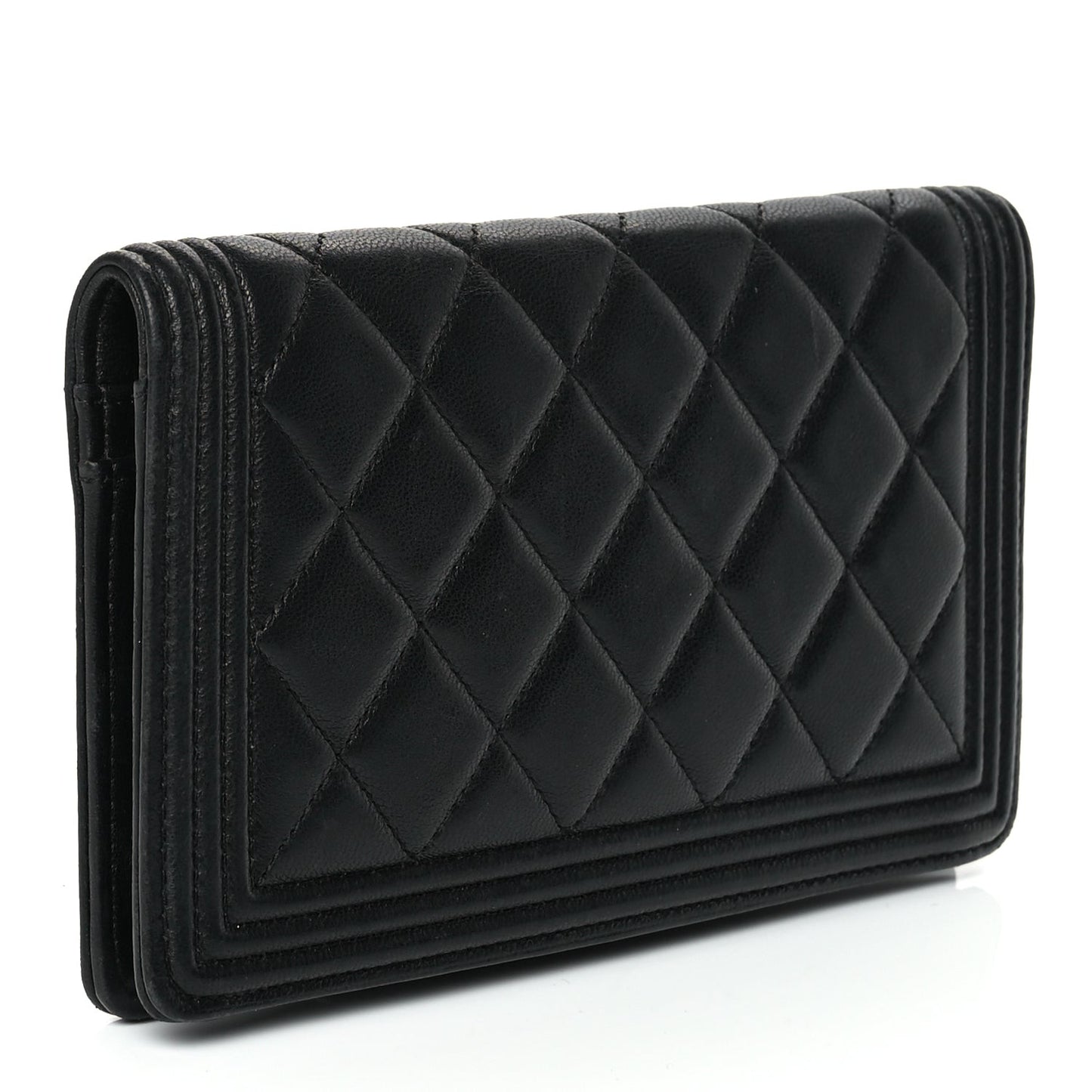 Lambskin Quilted Boy Yen Wallet Black