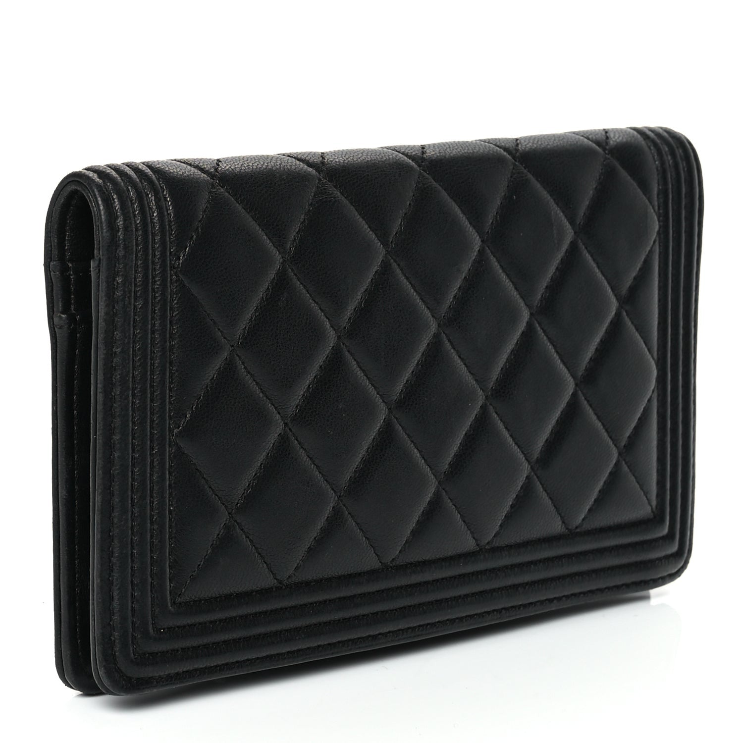 Chanel Lambskin Quilted Boy Yen Wallet Black 3 of 10