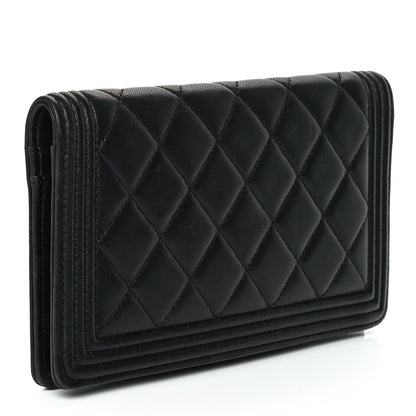 Chanel Lambskin Quilted Boy Yen Wallet Black 3 of 10